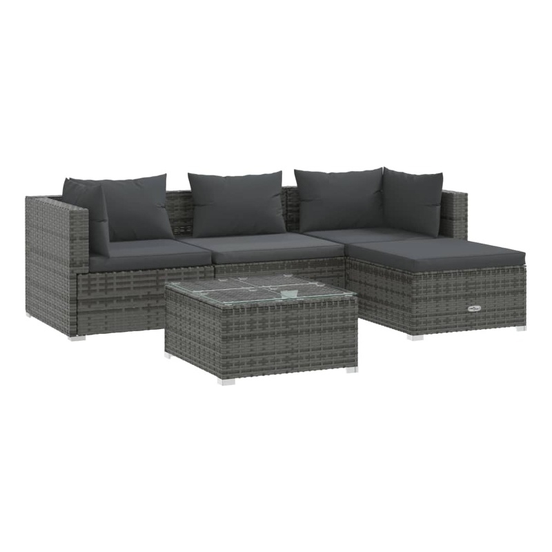 vidaXL 5 Piece Steel Garden Lounge Set in Gray/Anthracite