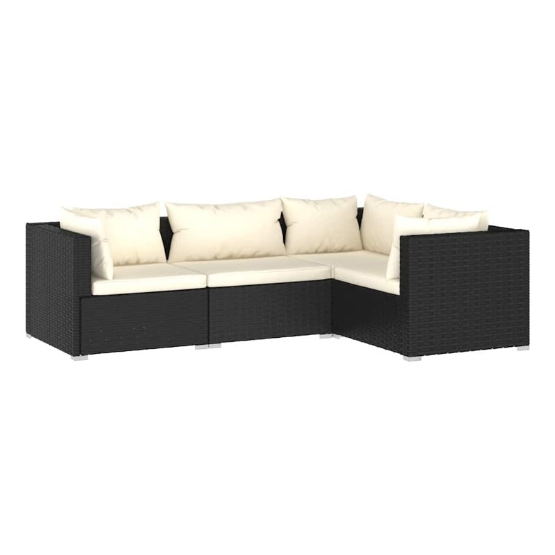 vidaXL 4 Piece Steel Garden Lounge Set in Black/Cream