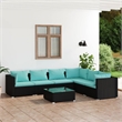 vidaXL 7 Piece Steel Garden Lounge Set in Black/Blue