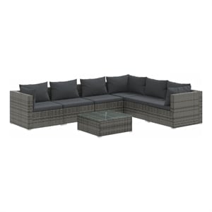vidaXL 7 Piece Poly Rattan Garden Lounge Set in Gray/Anthracite