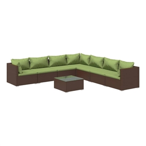 vidaXL 8 Piece Poly Rattan Garden Lounge Set in Green/Brown