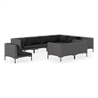 vidaXL 9 Piece Poly Rattan Garden Lounge Set in Black/Gray