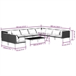 vidaXL 11 Piece Small Garden Lounge Set in Black/Gray