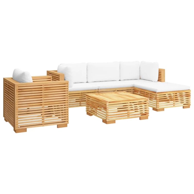 vidaXL 6 Piece Wood Garden Lounge Set in White/Cream