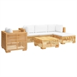 vidaXL 6 Piece Wood Garden Lounge Set in White/Cream