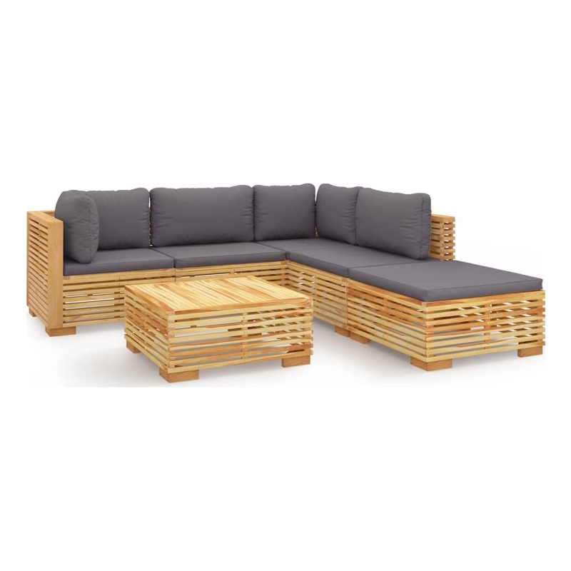 vidaXL 6 Piece Wood Garden Lounge Set in Gray