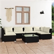 vidaXL 7 Piece Steel Garden Lounge Set in Black/Cream