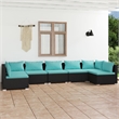 vidaXL 7 Piece Steel Garden Lounge Set in Black/Blue