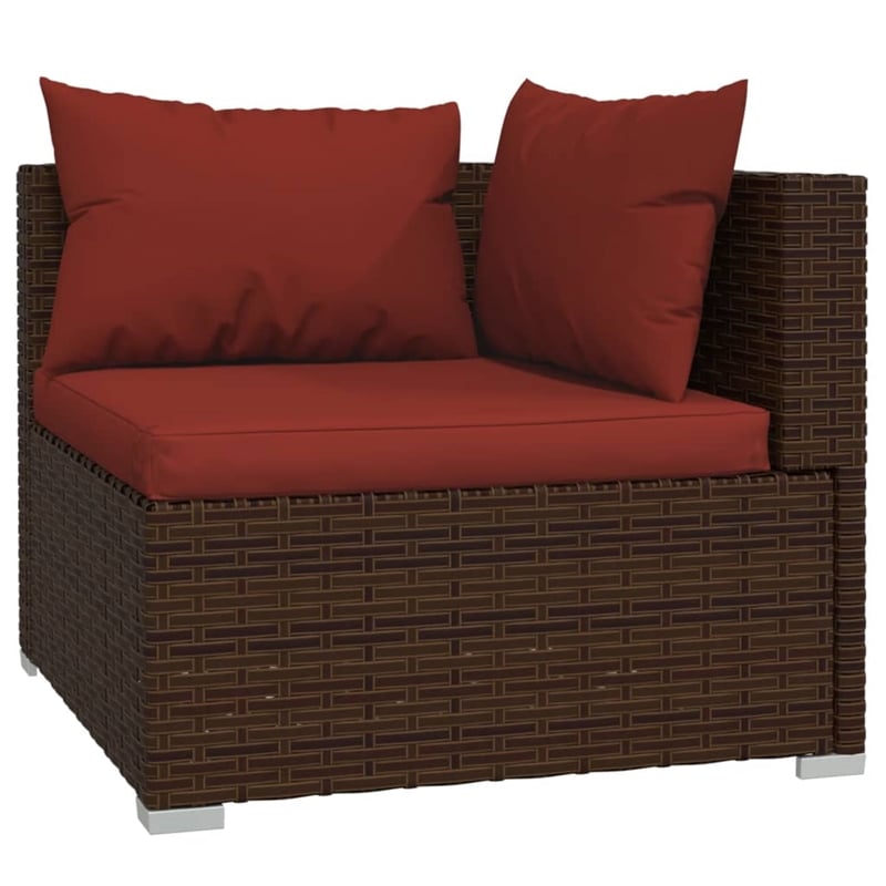 vidaXL 9 Piece Poly Rattan Garden Lounge Set in Brown