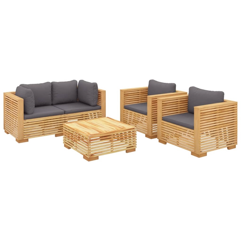 vidaXL 5 Piece Wood Garden Lounge Set in Gray