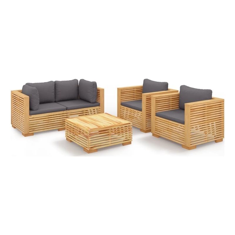 vidaXL 5 Piece Wood Garden Lounge Set in Gray
