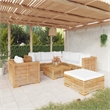 vidaXL 8 Piece Wood Garden Lounge Set in White/Cream