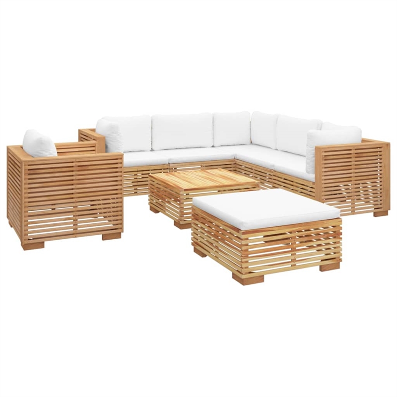 vidaXL 8 Piece Wood Garden Lounge Set in White/Cream