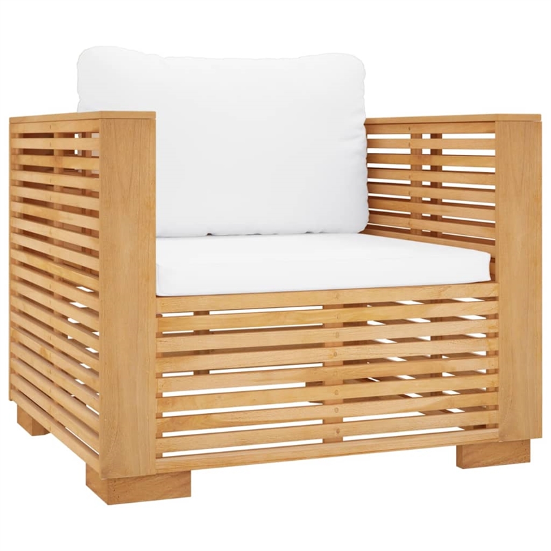 vidaXL 8 Piece Wood Garden Lounge Set in White/Cream