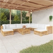 vidaXL 11 Piece Wood Garden Lounge Set in White/Cream/Natural