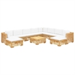 vidaXL 11 Piece Wood Garden Lounge Set in White/Cream/Natural