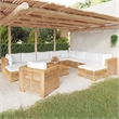 vidaXL 12 Piece Wood Small Garden Lounge Set in White/Cream