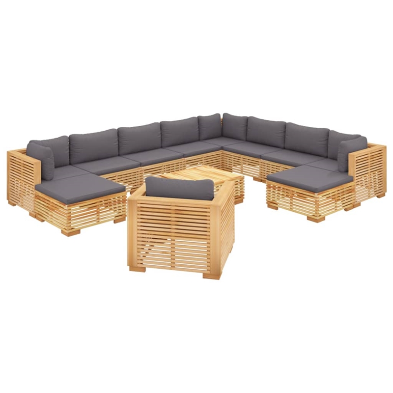 vidaXL 12 Piece Wood Garden Lounge Set in Gray