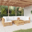 vidaXL 7 Piece Wood Garden Lounge Set in White/Cream