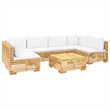 vidaXL 7 Piece Wood Garden Lounge Set in White/Cream