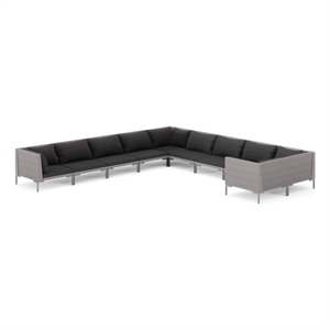 vidaxl 10 piece garden lounge set in black/gray