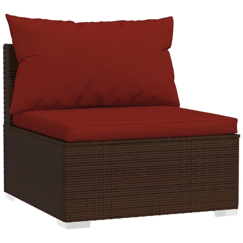 vidaXL 8 Piece Poly Rattan Garden Lounge Set in Red/Brown