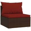 vidaXL 8 Piece Poly Rattan Garden Lounge Set in Red/Brown