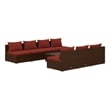 vidaXL 8 Piece Poly Rattan Garden Lounge Set in Red/Brown