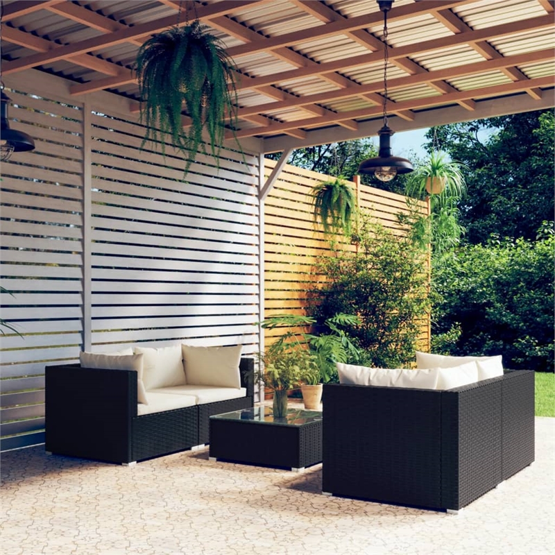 vidaXL 5 Piece Steel Garden Lounge Set in Black