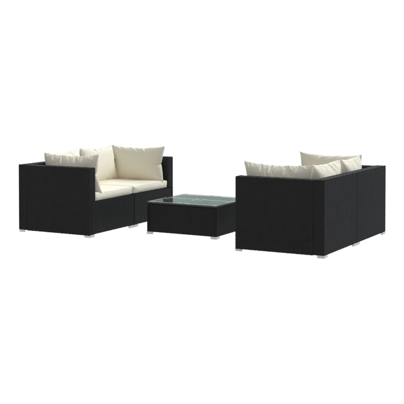 vidaXL 5 Piece Steel Garden Lounge Set in Black