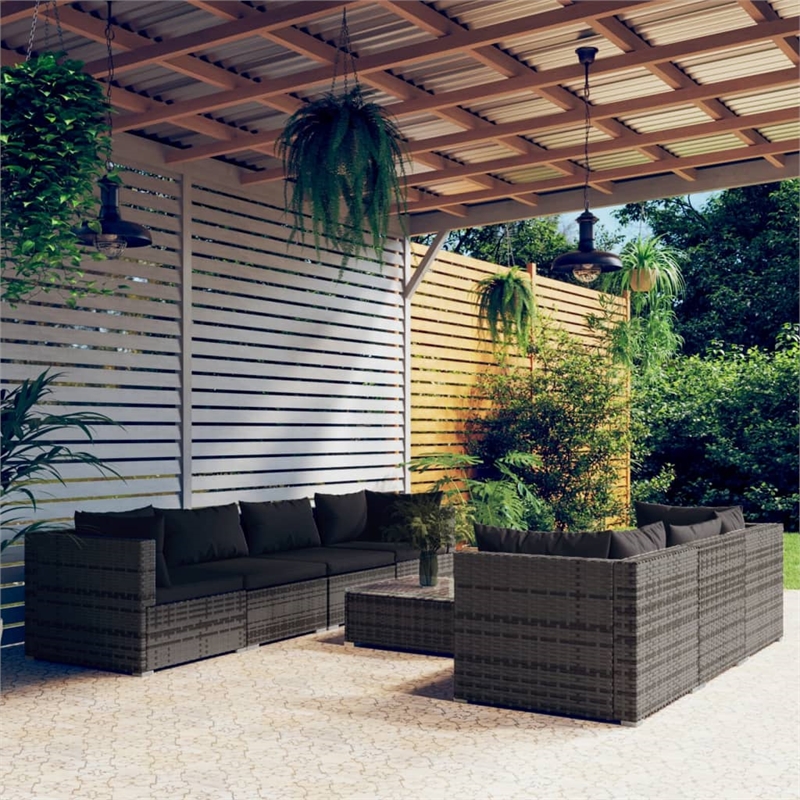 vidaXL 8 Piece Steel Garden Lounge Set in Gray/Anthracite