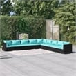 vidaXL 9 Piece Steel Garden Lounge Set in Black/Blue