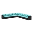 vidaXL 9 Piece Steel Garden Lounge Set in Black/Blue