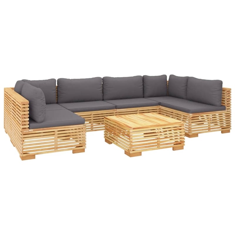 vidaXL 7 Piece Wood Garden Lounge Set in Gray/Natural