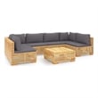 vidaXL 7 Piece Wood Garden Lounge Set in Gray/Natural