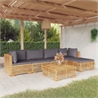 vidaXL 6 Piece Wood Medium Garden Lounge Set in Gray