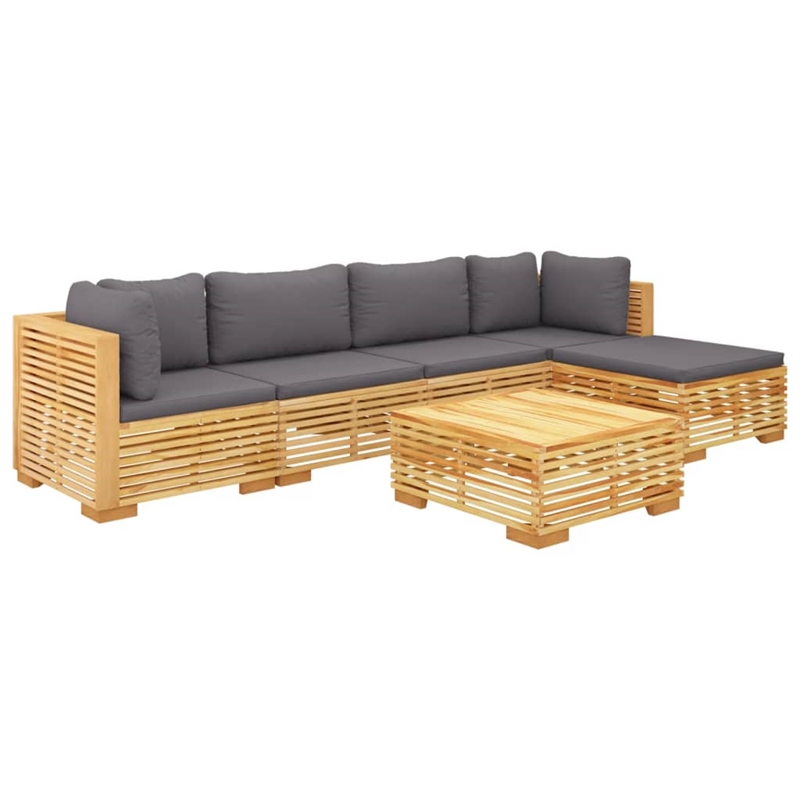 vidaXL 6 Piece Wood Medium Garden Lounge Set in Gray