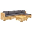vidaXL 6 Piece Wood Medium Garden Lounge Set in Gray