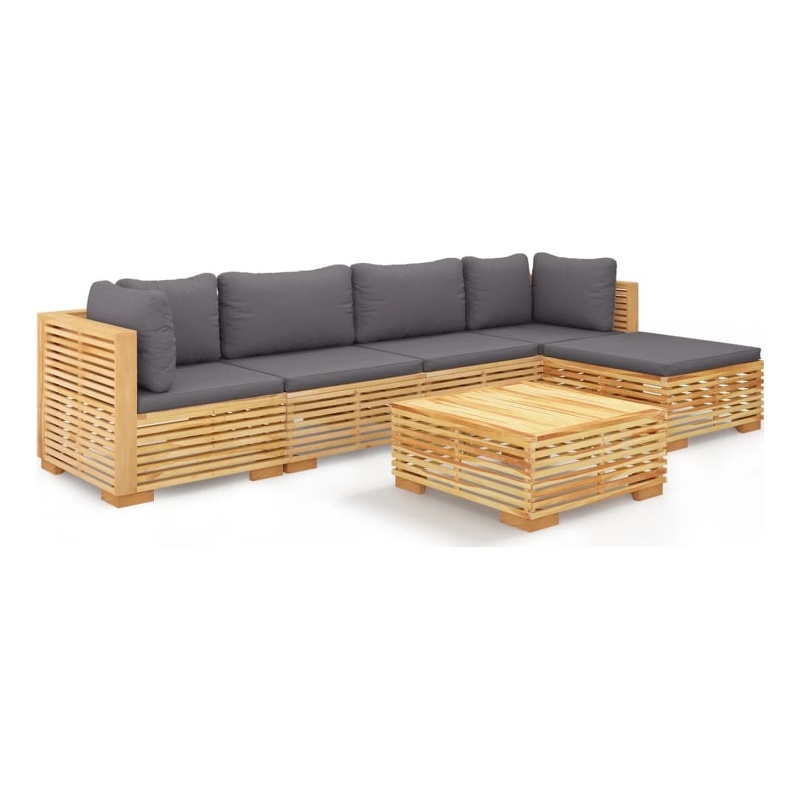 vidaXL 6 Piece Wood Medium Garden Lounge Set in Gray