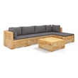 vidaXL 6 Piece Wood Medium Garden Lounge Set in Gray