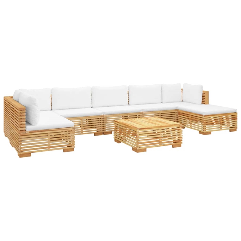 vidaXL 8 Piece Wood Large Garden Lounge Set in White/Cream