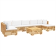 vidaXL 8 Piece Wood Large Garden Lounge Set in White/Cream