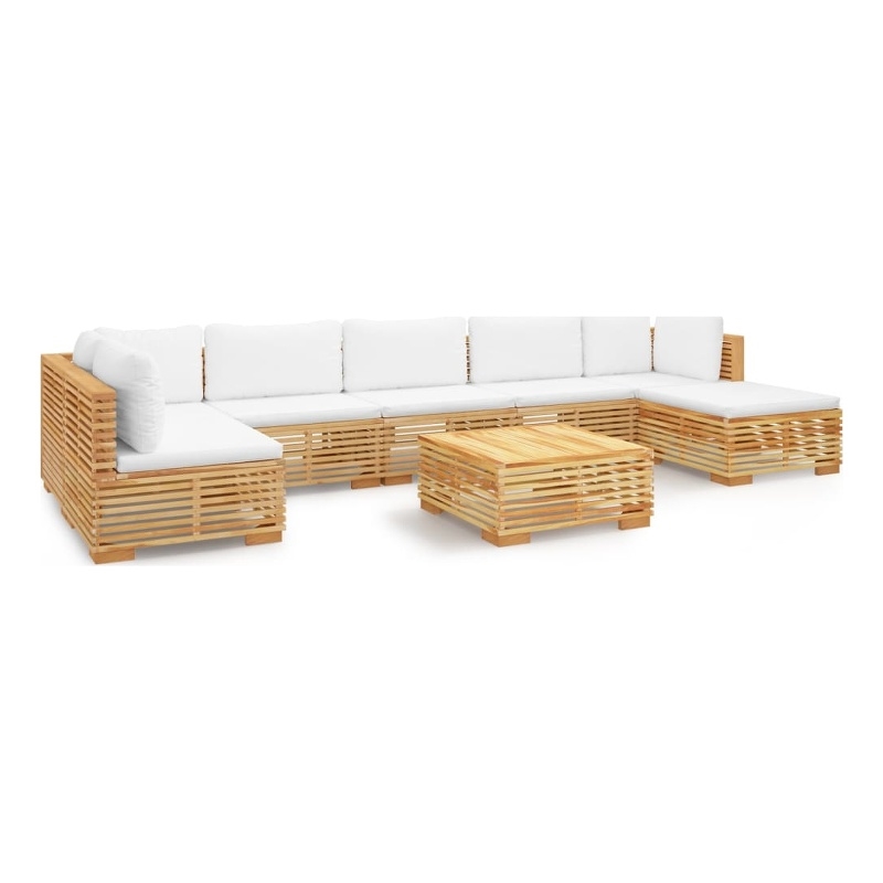vidaXL 8 Piece Wood Large Garden Lounge Set in White/Cream