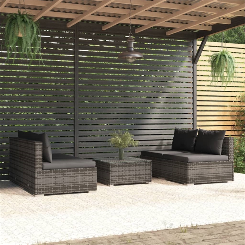 vidaXL 5 Piece Steel Garden Lounge Set in Gray/Anthracite