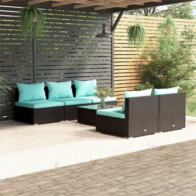 vidaXL 6 Piece Steel Large Garden Lounge Set in Black