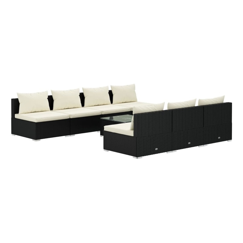 vidaXL 8 Piece Steel Garden Lounge Set in Black/Cream
