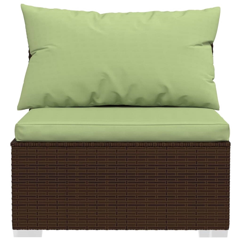 vidaXL 5 Piece Poly Rattan Garden Lounge Set in Green/Brown