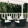 vidaXL 4 Piece Steel Garden Lounge Set in Black/Cream