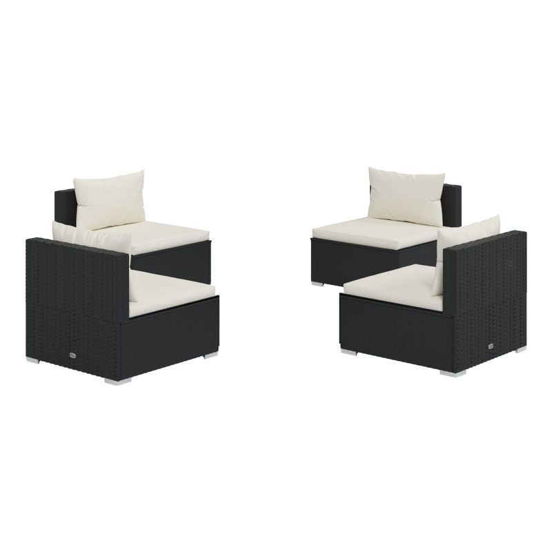 vidaXL 4 Piece Steel Garden Lounge Set in Black/Cream
