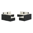 vidaXL 8 Piece Steel Large Garden Lounge Set in Black/Cream